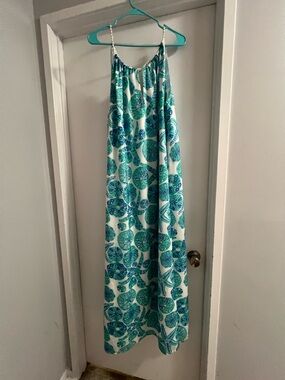 Lilly Pulitzer (Target) Teal & Blue Printed Maxi Dress
